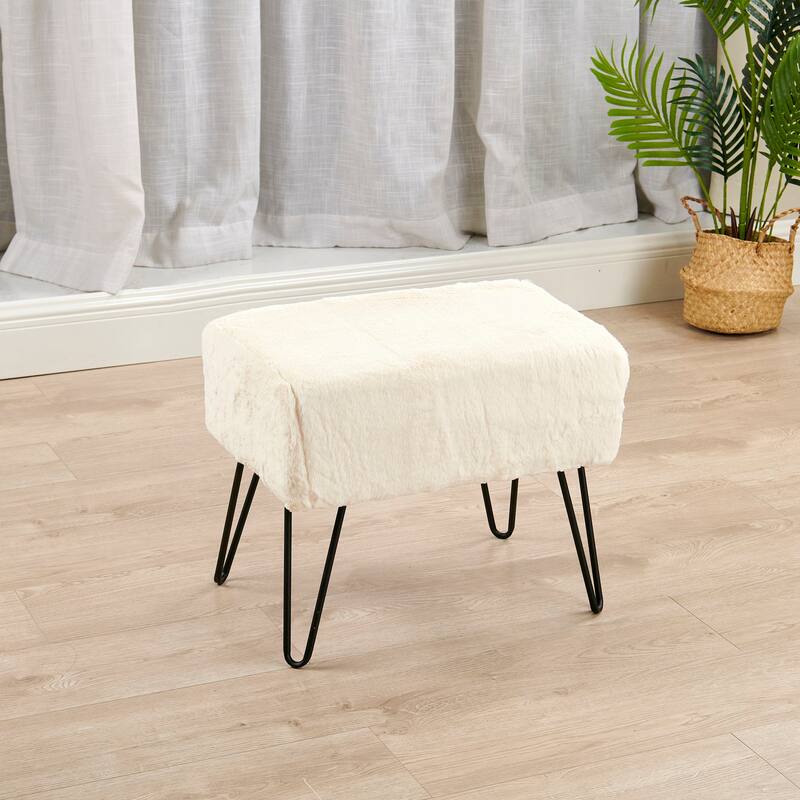 Serenta Solid Color Fauxfur Ottoman