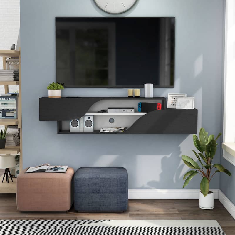 DH BASIC Transitional 59-inch 2-Shelf Floating TV Stand by Denhour