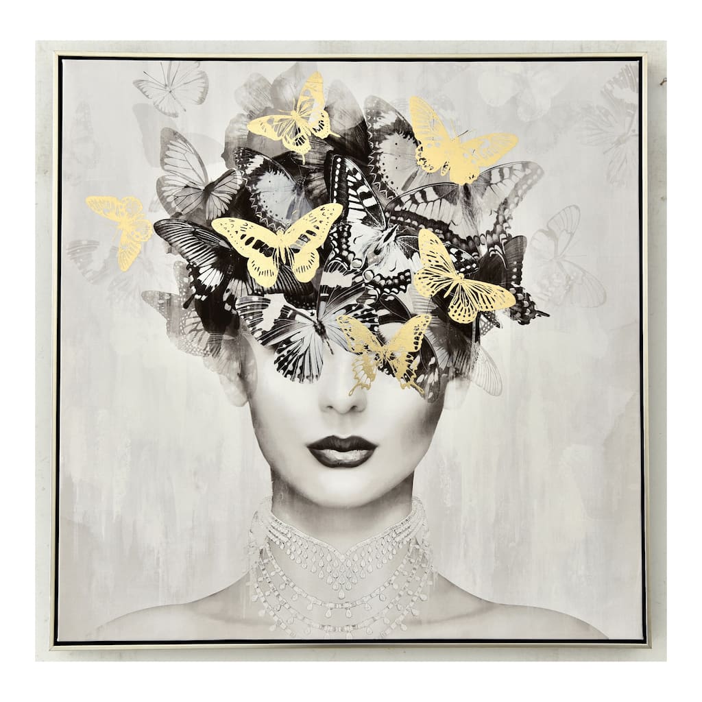Aurelle Home Modern Butterfly Woman Wall Decor