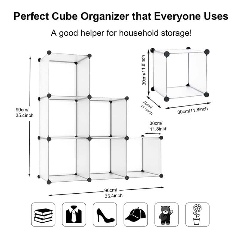 6-Cube Stackable Shoe Rack Organizer DIY Plastic Shoe Storage Cabinet for Closet & Entryway