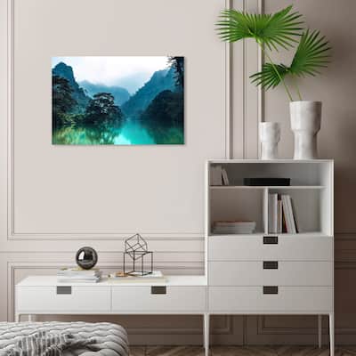 Wynwood Studio Canvas Nature and Landscape Fresh River View Green and Modern & Contemporary Wall Art Canvas Print