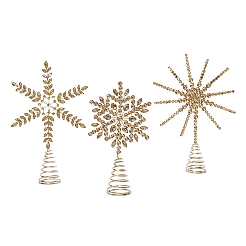 Jeweled Christmas Tree Topper, 6 Pieces (2 Sets of 3 Assorted)