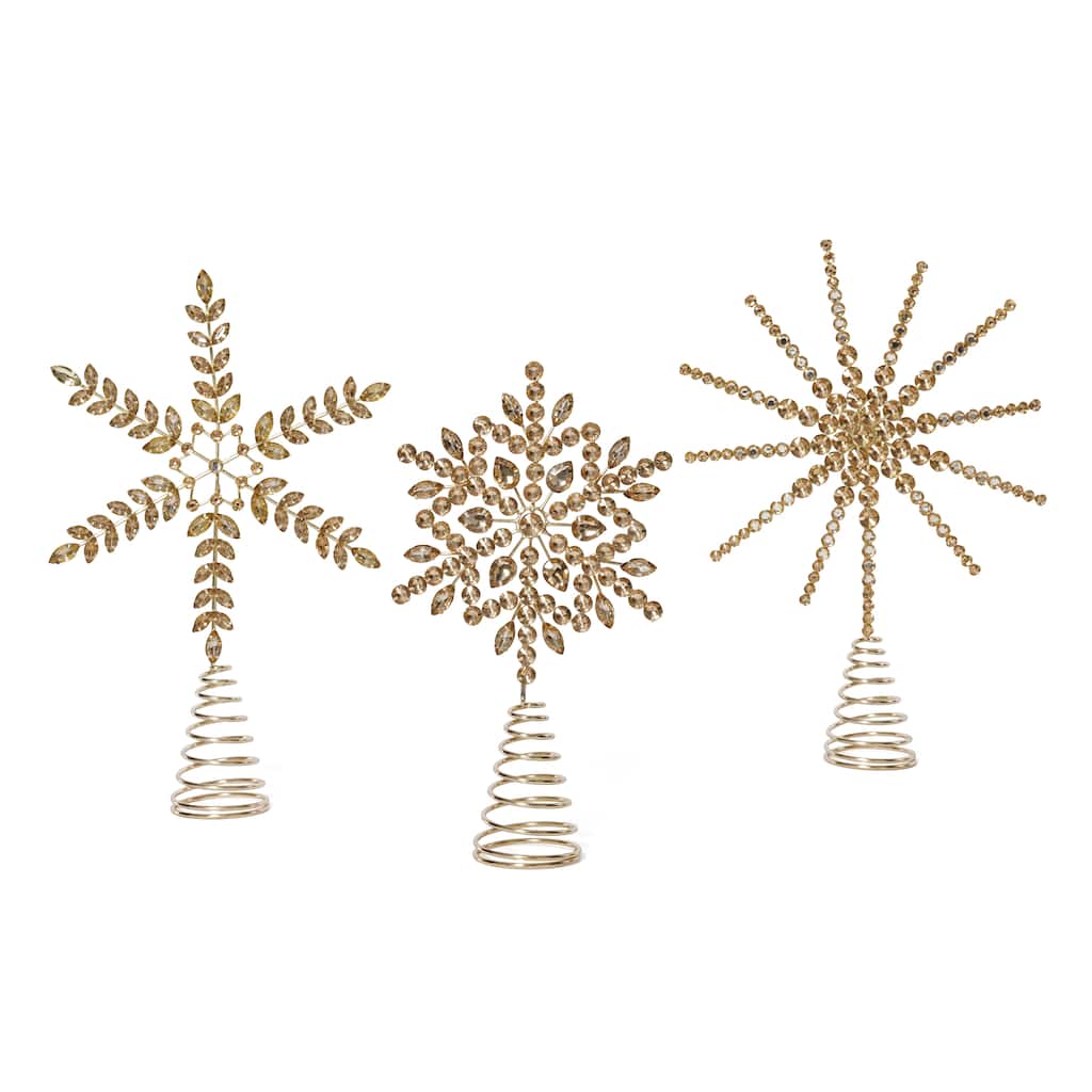 Jeweled Christmas Tree Topper, 6 Pieces (2 Sets of 3 Assorted)