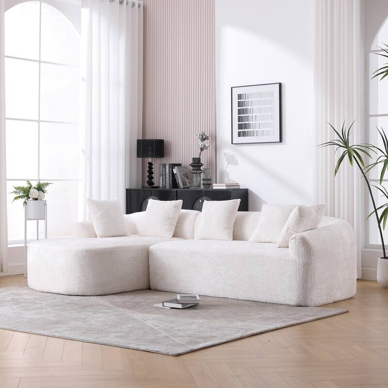 Living Room Oversized Comfy Boucle Sofa