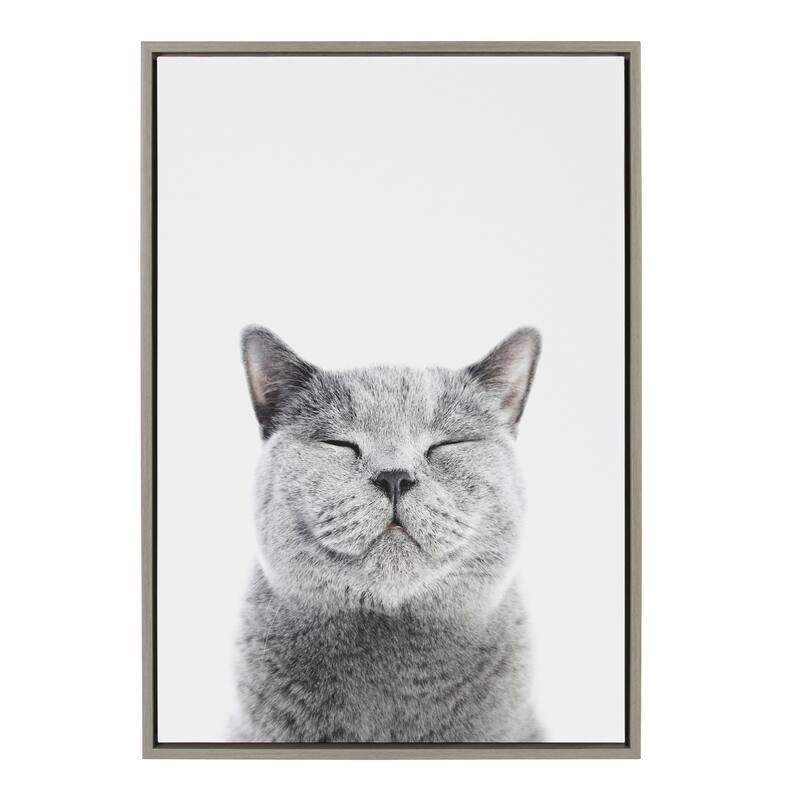 Kate and Laurel Sylvie Smiling Cat Framed Canvas by Amy Peterson
