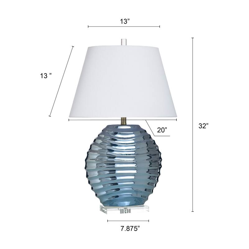 StyleCraft Ceramic Table Lamp - Kozen Blue - White Shade