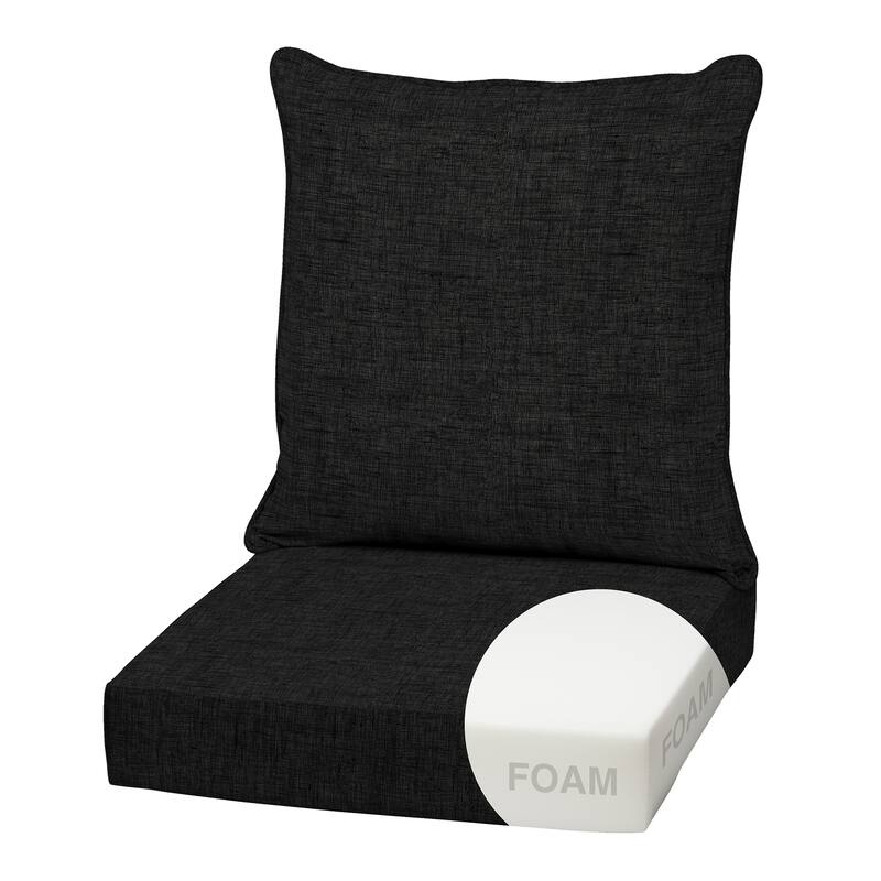ARDEN Outdoor Foam Deep Seat Cushion Set, 22 in x 24 in - Black Leala