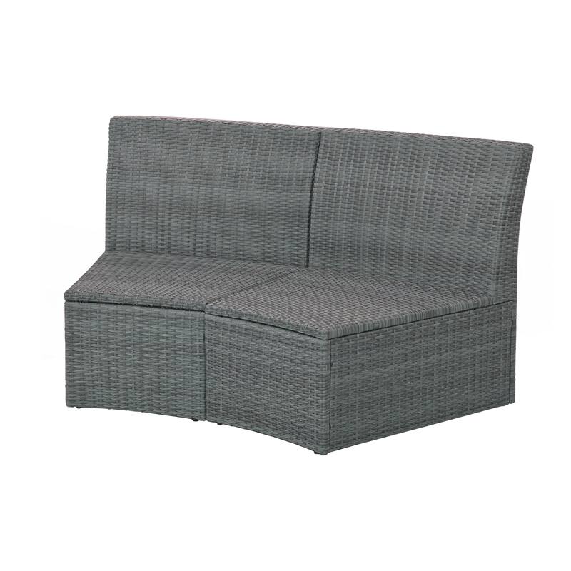 10-Piece Outdoor Sectional Half Round Patio Rattan Sofa Set
