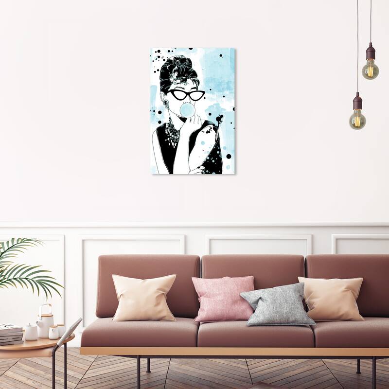 Wynwood Studio Fashion and Glam Splatter Icon Blue and Light Blue Glam Wall Art Canvas Print - 30 x 20