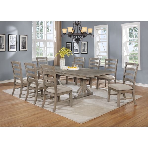 slide 2 of 12, Best Quality Furniture Rustic Trestle 9-piece Dining Set GRAY/BEIGE