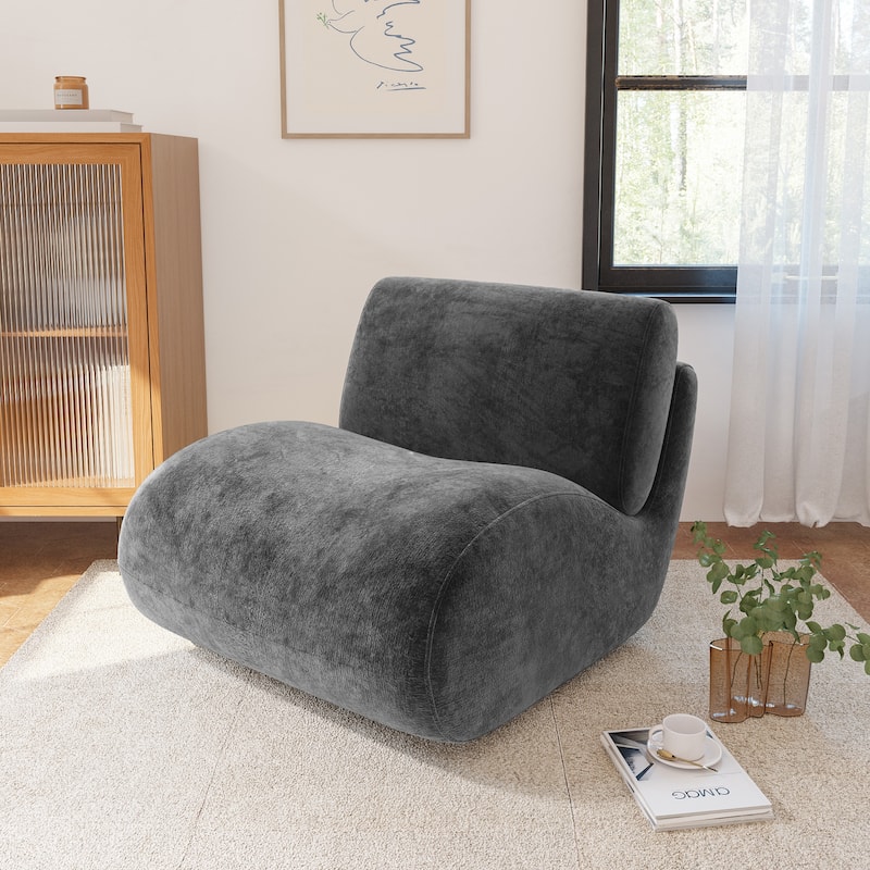 UIXE 33" Swivel Upholstered Aceent Chair Comfy Slipper Chair