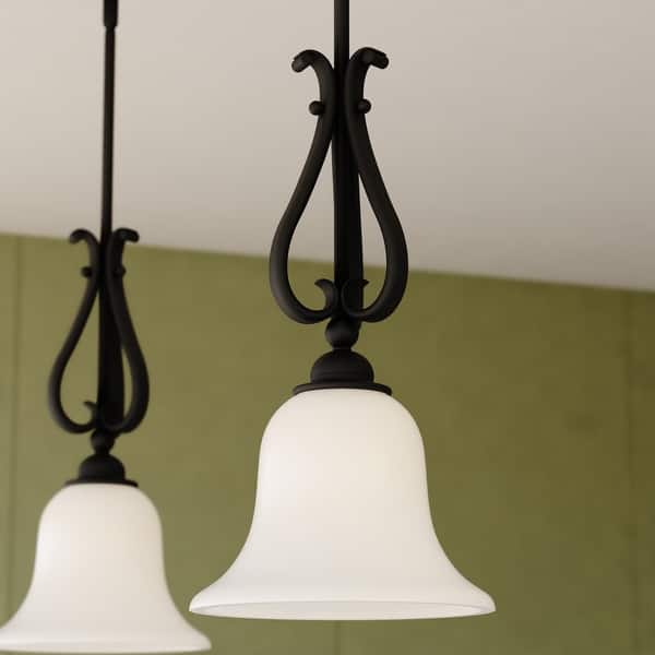 slide 2 of 14, Monrovia Mini Pendant Ceiling Light White Glass - 8.75-in W x 22.5-in H x 8.75-in D 8.75-in W x 25.5-in H x 8.75-in D - Oil Rubbed Bronze