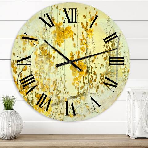 Designart 'Yellow Flower Grunge Art' Modern wall clock
