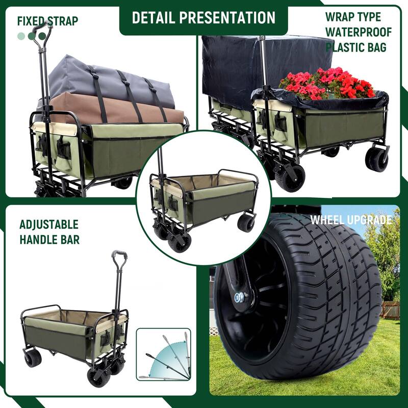 3.1 cu ft. Steel Foldable Wagon Cart