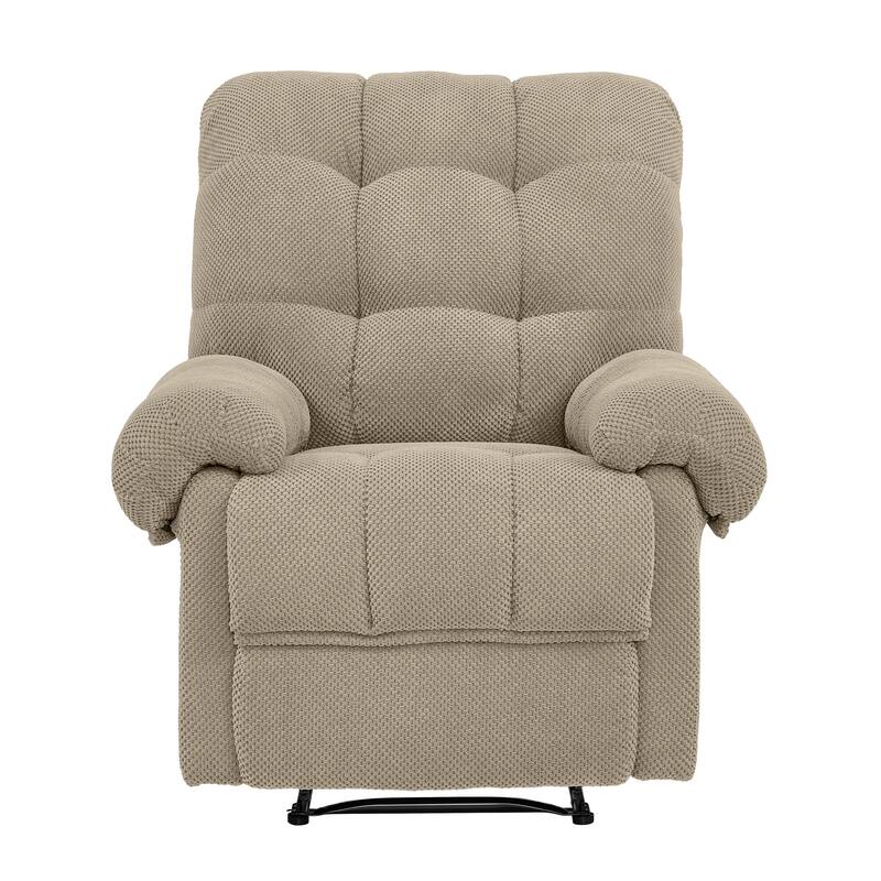 Recliner Chair, Overstuffed Armchair, Manual Recliner, Padded Footrest, Ergonomic Lounge Chair, Soft Fabric Recliner