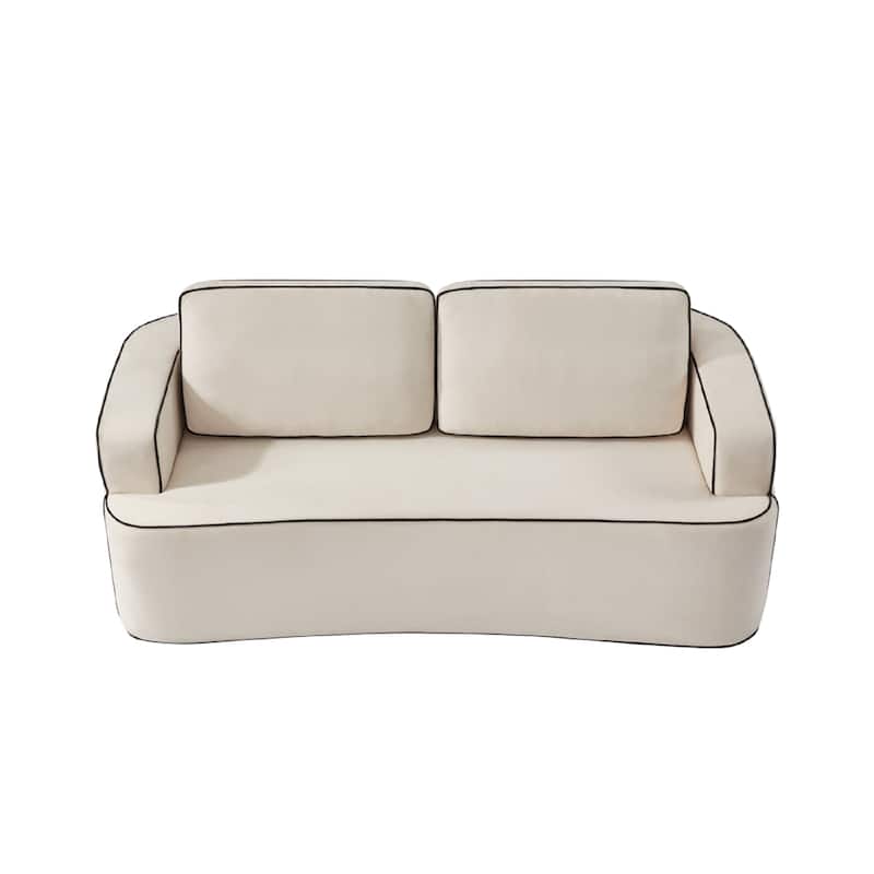 GDFStudio - Acacia Wood 2-Seater 78.7" Soft Upholstered Loveseat Sofa