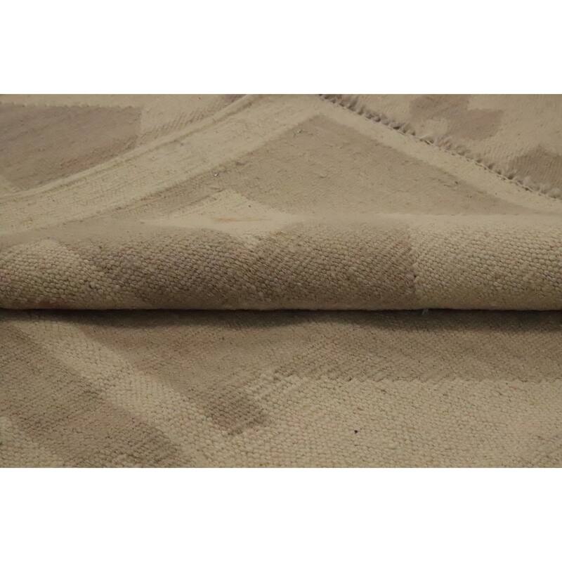 Hand Woven Oriental 100% Wool Carpet Southwestern Tribal Beige & Ivories Kilim Area Rug - 8' 0'' X 4' 9''