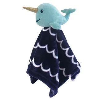 Hudson Baby Infant Boy Animal Face Security Blanket, Boy Narwhal, One Size - Boy Narwhal - One Size