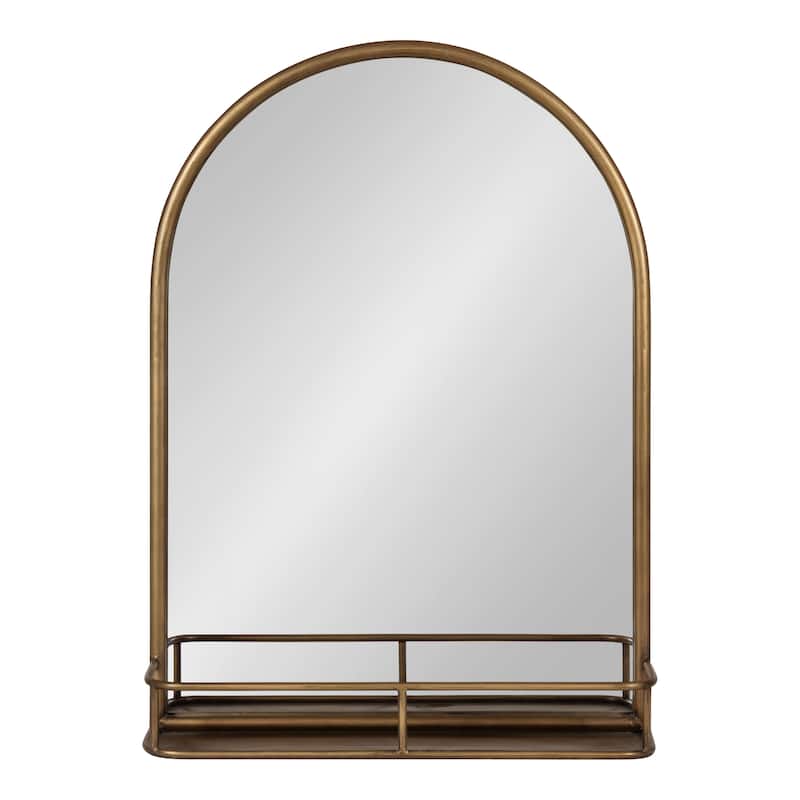 Kate and Laurel Estero Metal Framed Arch Wall Mirror with Shelf - 20x28