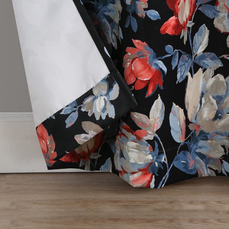 Sun Zero Irma Vintage Floral Blackout Grommet Curtain Panel, Single Panel