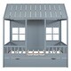 preview thumbnail 4 of 11, Full Size Wood House Bed with Twin Size Trundle, Wooden Daybed in Gray