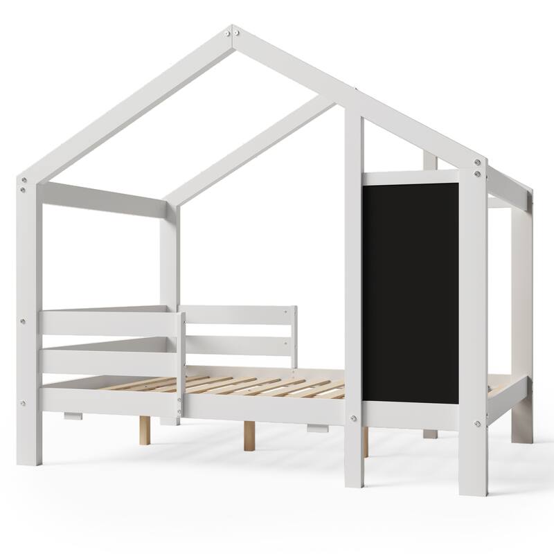 House Bed with Blackboard and Drawers, 2 Assembly Options