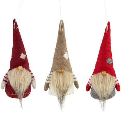 Bearded and Chubby Striped Arms Christmas Gnomes - 10.5" - Set of 3