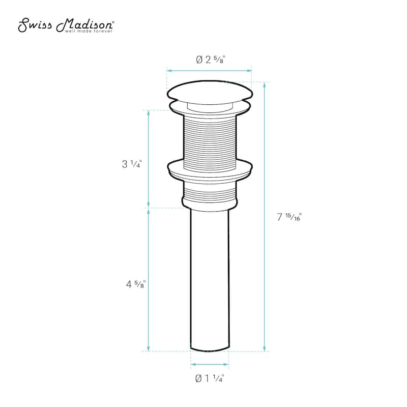 Residential Non-Overflow Pop Up Sink Drain 1.75 In Bronze - 2.6" x 1.25" 8.05"