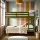 preview thumbnail 52 of 77, Walker Edison Simple Solid Wood Twin Over Twin Bunk Bed Olive Green