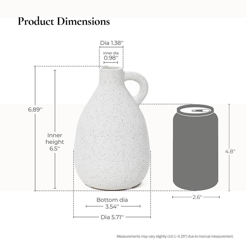 White and Black Speckled Ceramic Round Vase (Single)