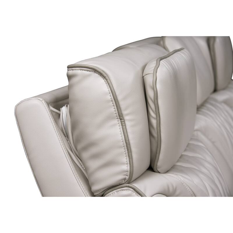 Jazz Leather Aire Pwr Reclining Sofa & Loveseat Set w/Pwr Headrest, BT Spkrs, LED, Wireless Chrg Drop Tbl, USB, Strg & Cuphldrs