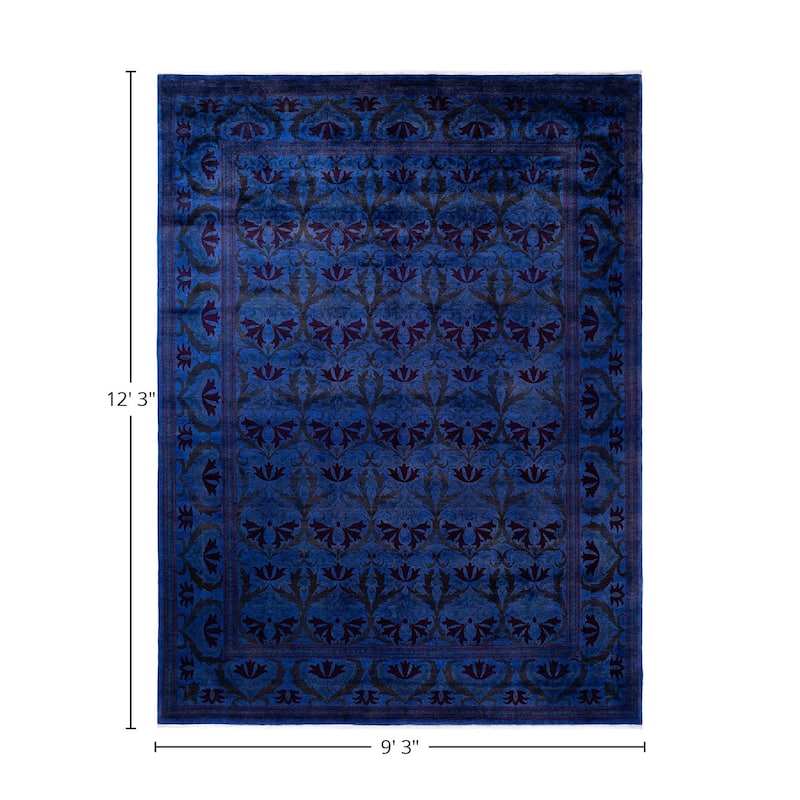 Overton Hand Knotted Wool Vintage Inspired Modern Contemporary Overdyed Purple Area Rug - 9' 3" x 12' 3"