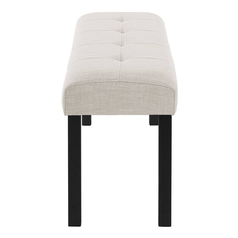 Modern Tufted Linen Bench, Farmhouse Upholstered Dining & Entryway Bench
