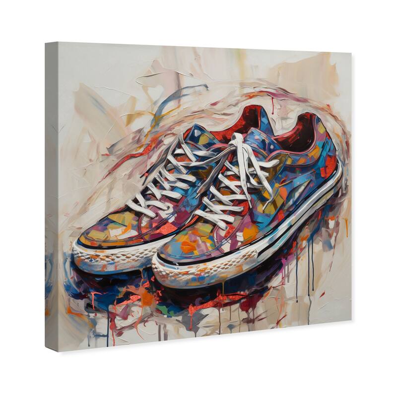Wynwood Studio Fashion and Glam Artsy Sneaker III Blue and Modern & Contemporary Wall Art Canvas Print