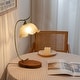 preview thumbnail 3 of 8, Vintage Flower Glass Table Lamp with Wooden Base USB Charging Port - 6.6x20.2 inch