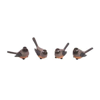 Transpac Medium Resin Grey/Orange Bird Set of 4 Spring Home Decorations