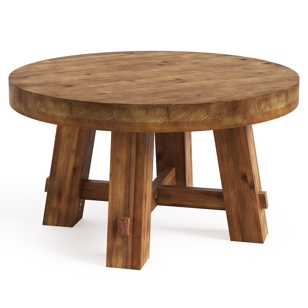 31.5-Inch Solid Wood Center Table, Round Coffee Table