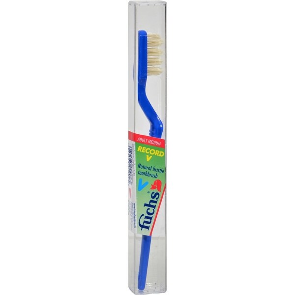 Fuchs Brushes Record V Natural Bristle Toothbrush - Adult Medium - Case of 10