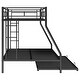 preview thumbnail 9 of 31, Industrial Style Twin over Full Bunk Bed with Twin Size Trundle,Two-Side Build-In Ladders,Sturdy Metal Frame