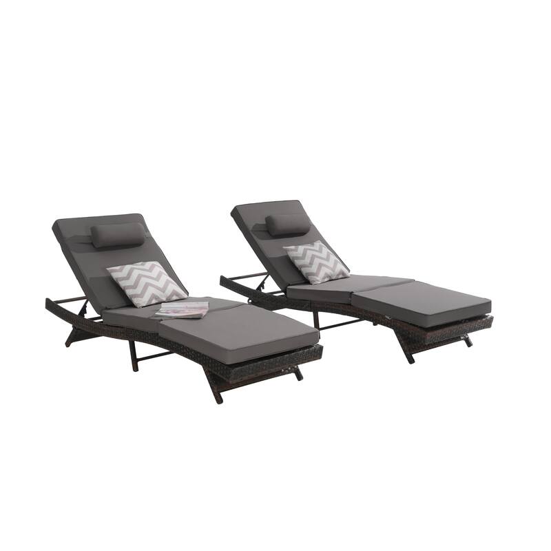 Outdoor Wicker Long Reclining Chair Set of 2