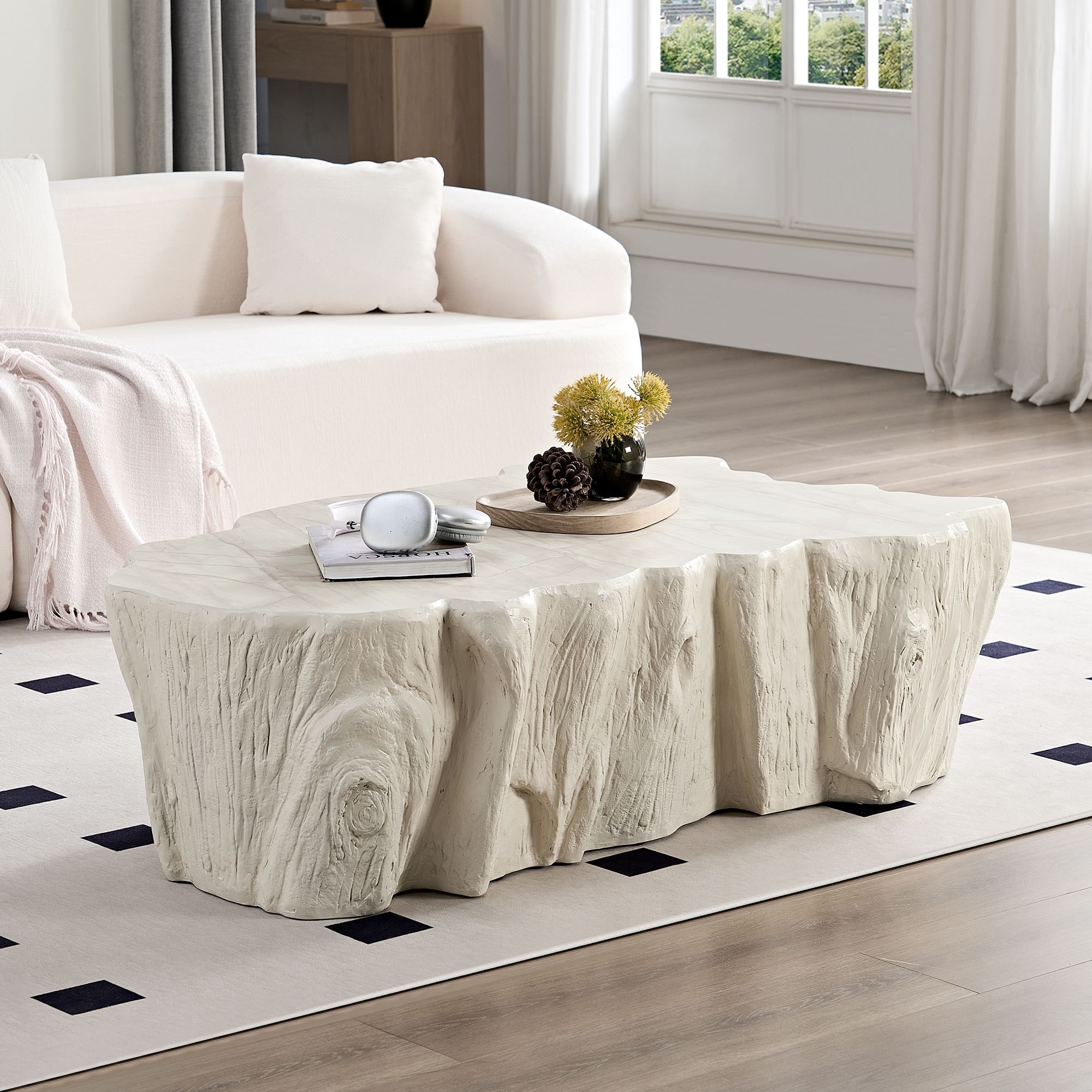 GDFStudio - Mid-Century Fiberglass Unique-Shape Coffee Table (No Assembly) - 48.62"