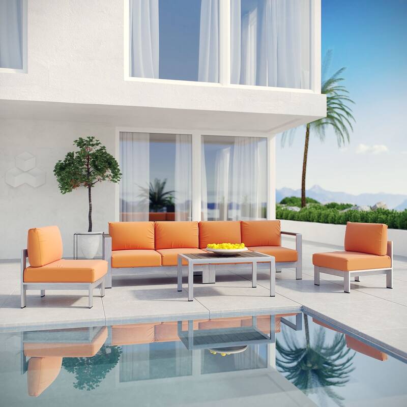 Shore 5-piece Outdoor Patio Aluminum Sectional Sofa Set