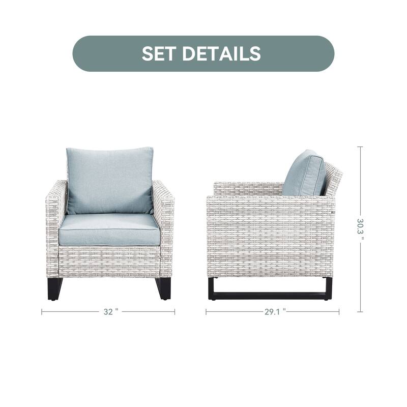 Gymojoy 2PCSOutdoor PE Rattan Wicker Club Chairs