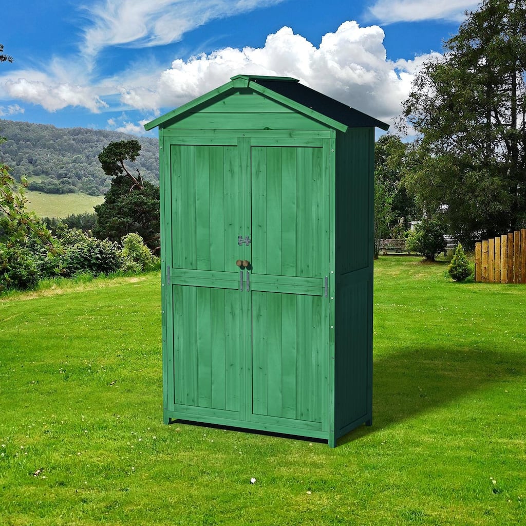 GDF Studio - Bainbridge Outdoor Wooden Garden Storage Shed with Double Doors and Waterproof Roof
