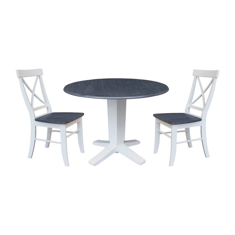 42" Round Drop Leaf Table with Dining Chairs - 3-Piece