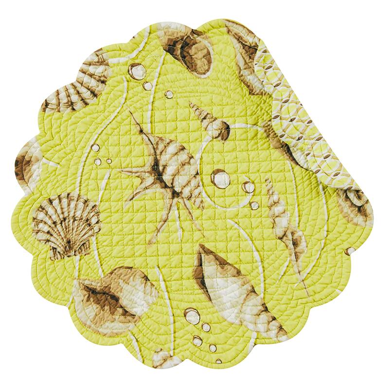 Calypso Cotton Quilted Round Reversible Placemat Set of 6 - Set of 6