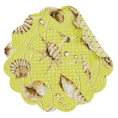 Calypso Cotton Quilted Round Reversible Placemat Set of 6 - Set of 6