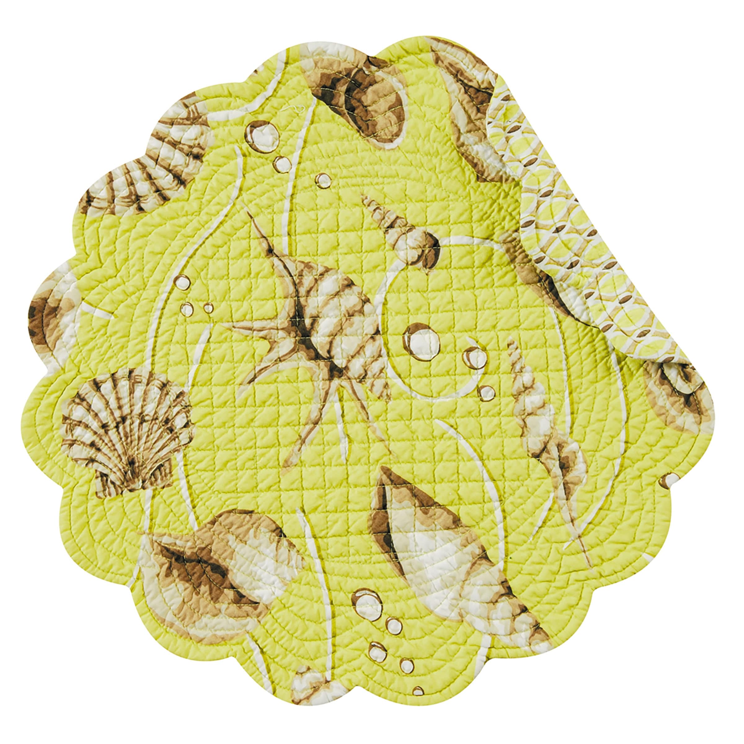 Calypso Cotton Quilted Round Reversible Placemat Set of 6 - Set of 6