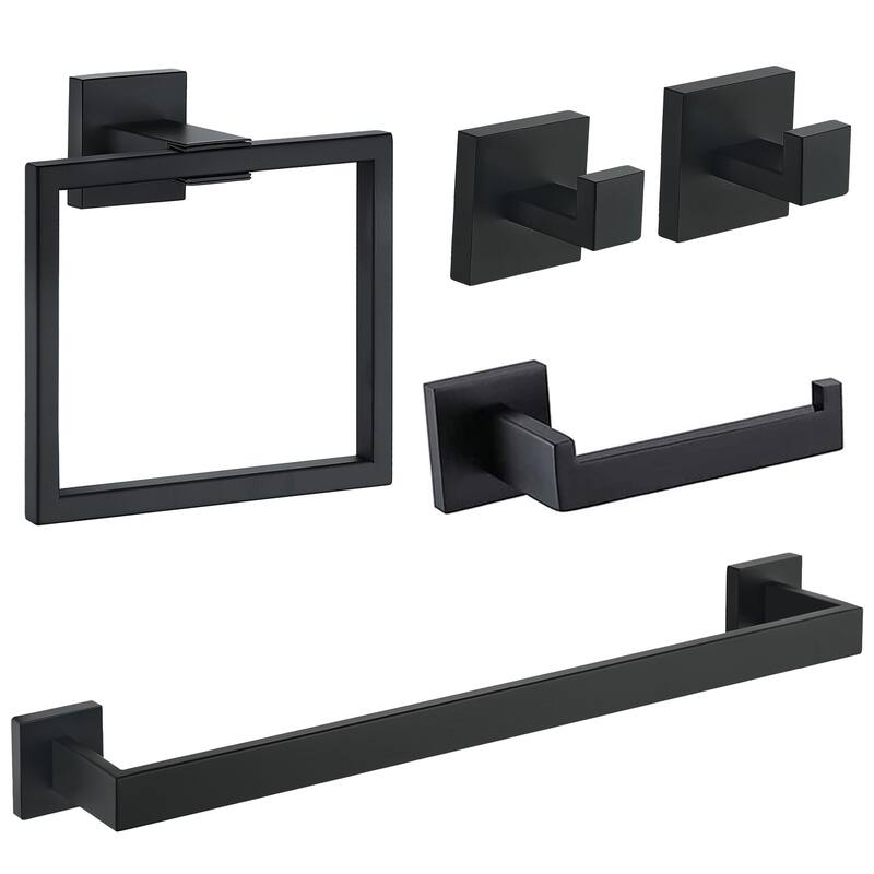 5-Piece Bathroom Hardware Set - Satin Black