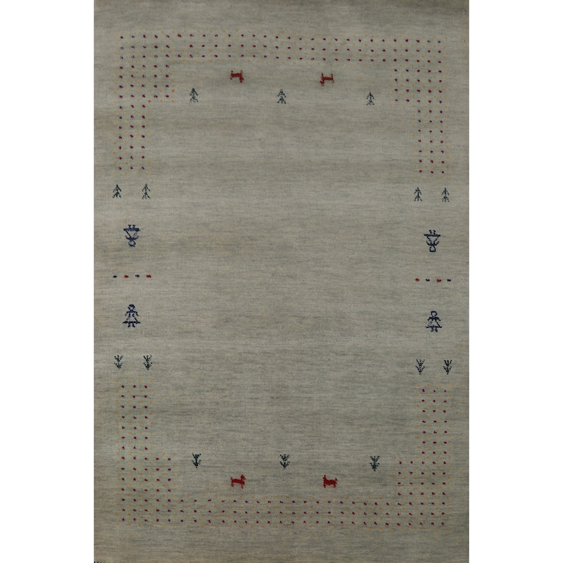 Tribal Gabbeh Rug Handmade Contemporary Wool Carpet - 4'1" x 5'9"